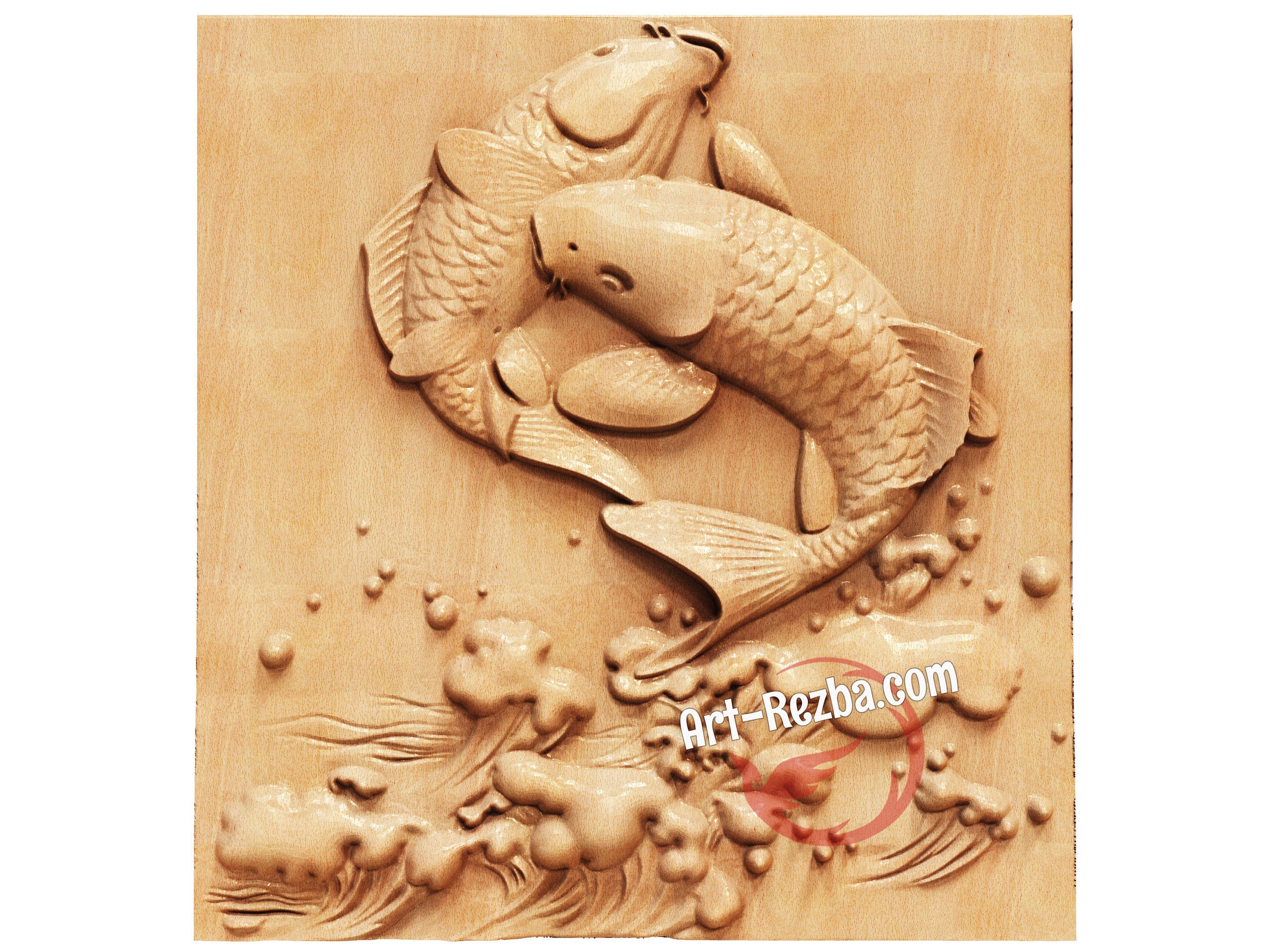 Two Japanese Koi Fish Carved Two Carps Wood Carving Etsy