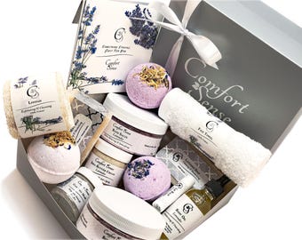 Time to Relax Gift Set, Lavender Spa Bath Gift Box, Gift for her, Birthday Gift set, Birthday Gift Box, Gift Basket for women