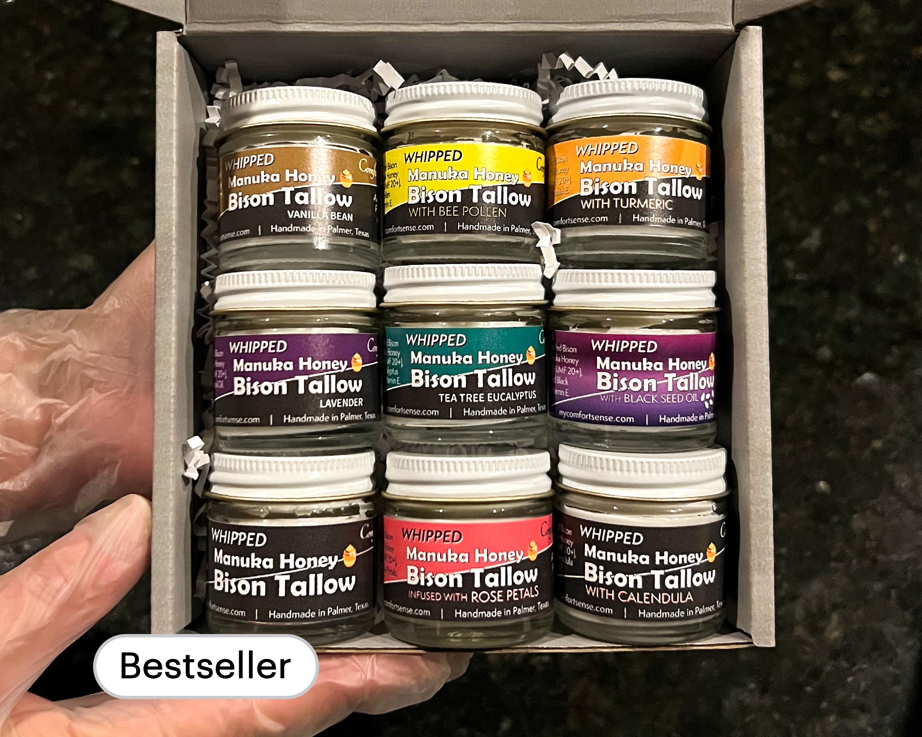 Sampler/Gift box of Manuka Honey & Bison Whipped Tallow Cream with 850+MGO Manuka Honey, Whipped Tallow, Whole body moisturizer