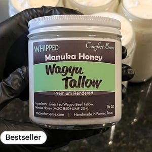 Manuka Honey & WAGYU Whipped Tallow Cream with 850+MGO Manuka Honey, Whipped Tallow, Grass fed fat, Whole body moisturizer