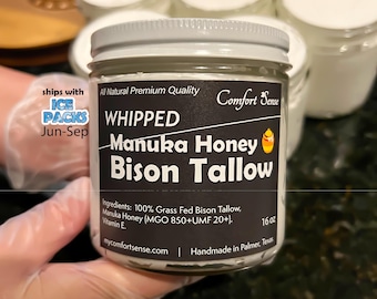 Whipped Bison Tallow with 850+MGO Manuka Honey, Whipped Tallow, Grass fed fat, Whole body moisturizer, Bison Tallow, Manuka Honey Tallow