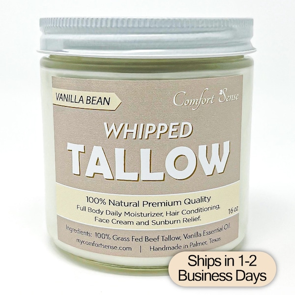 Whipped Tallow Body Butter - Luxurious Natural Skincare, Moisturizer, Hydrating beef tallow