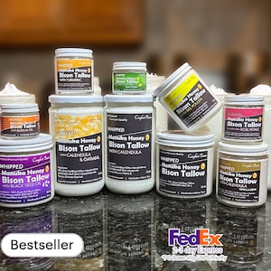 PICK YOUR OPTION Manuka Honey & Bison, Grass fed Bison Whilled Tallow, Whole Body Moisturizer, Natural Skincare
