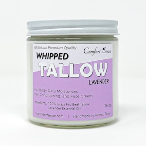 Lavender Whipped Tallow, Grass fed Beef Tallow Moisturizer