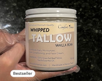 Whipped Tallow Body Butter - Luxurious Natural Skincare, Moisturizer, Hydrating beef tallow