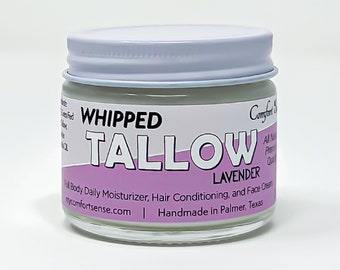 Lavender Whipped Tallow, Grass fed Beef Tallow Moisturizer, Skin care, Natural beef Tallow Grass fed