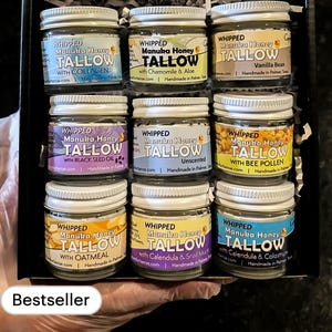Mothers Day Gift, Sampler/Gift box of Manuka Honey & Beef Whipped Tallow Cream with 850+MGO Manuka Honey, Whole body moisturizer