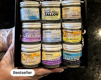 Mothers Day Gift, Sampler/Gift box of Manuka Honey & Beef Whipped Tallow Cream with 850+MGO Manuka Honey, Whole body moisturizer