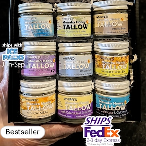 Mothers Day Gift, Sampler/Gift box of Manuka Honey & Beef Whipped Tallow Cream with 850+MGO Manuka Honey, Whole body moisturizer
