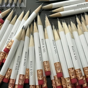 Custom Pencils, 1 line only , Personalized Pencils, Gift, Wedding, Birthday, Round Hot Stamped, Golf Size with Eraser