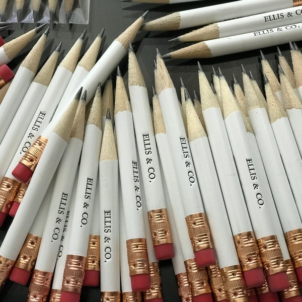 Custom Pencils, 1 line only , Personalized Pencils, Gift, Wedding, Birthday, Round Hot Stamped, Golf Size with Eraser