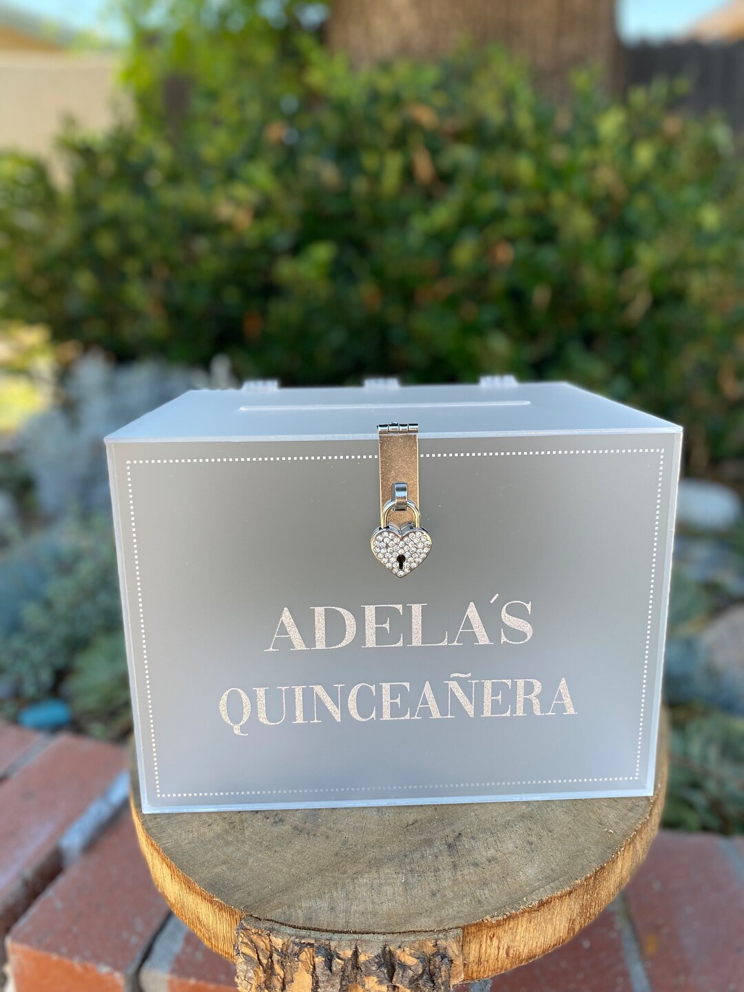 Personalized Acrylic Quinceanera Money Card Box With Lock Custom