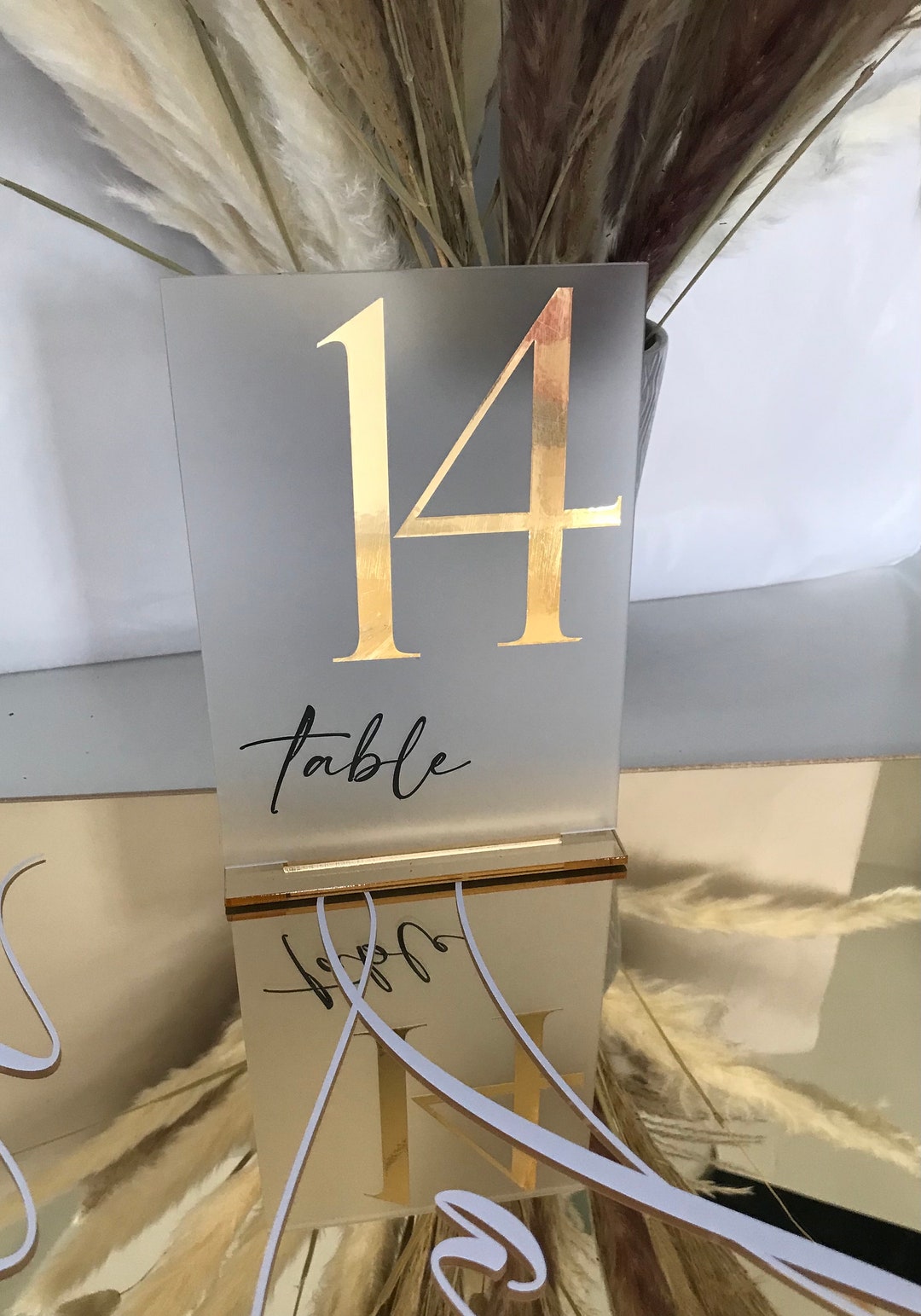 Mirrored Table Numbers Frosted Mirror Modern Acrylic Table Numbers for Wedding & Event Table ...