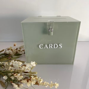 Caja para tarjetas de boda 3D con ranura/Caja personalizada de acrílico con cerradura y llave/100 tarjetas/Hecho en EE. UU.