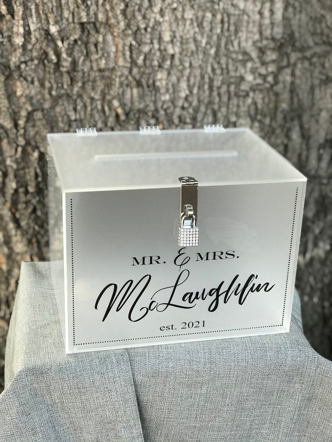 Personalized Frosted Acrylic Wedding Card Box with Lock Etsy