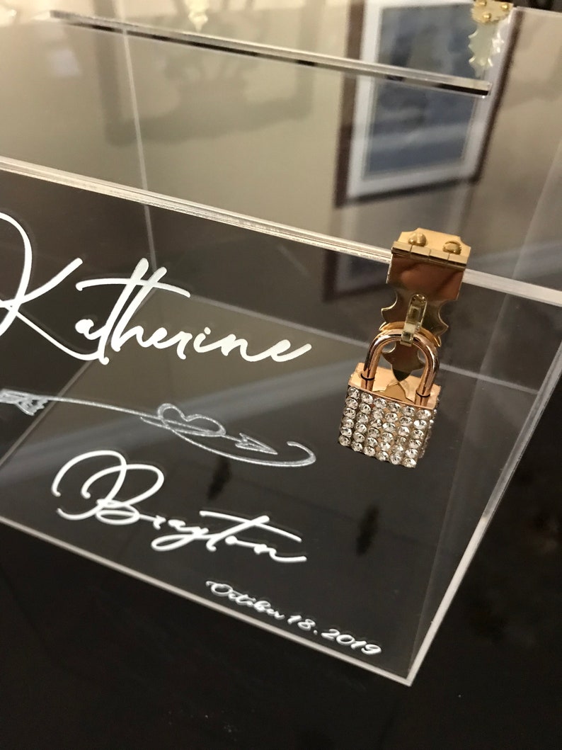 Personalized Engraved Wedding Card Box With Slot /acrylic Etsy