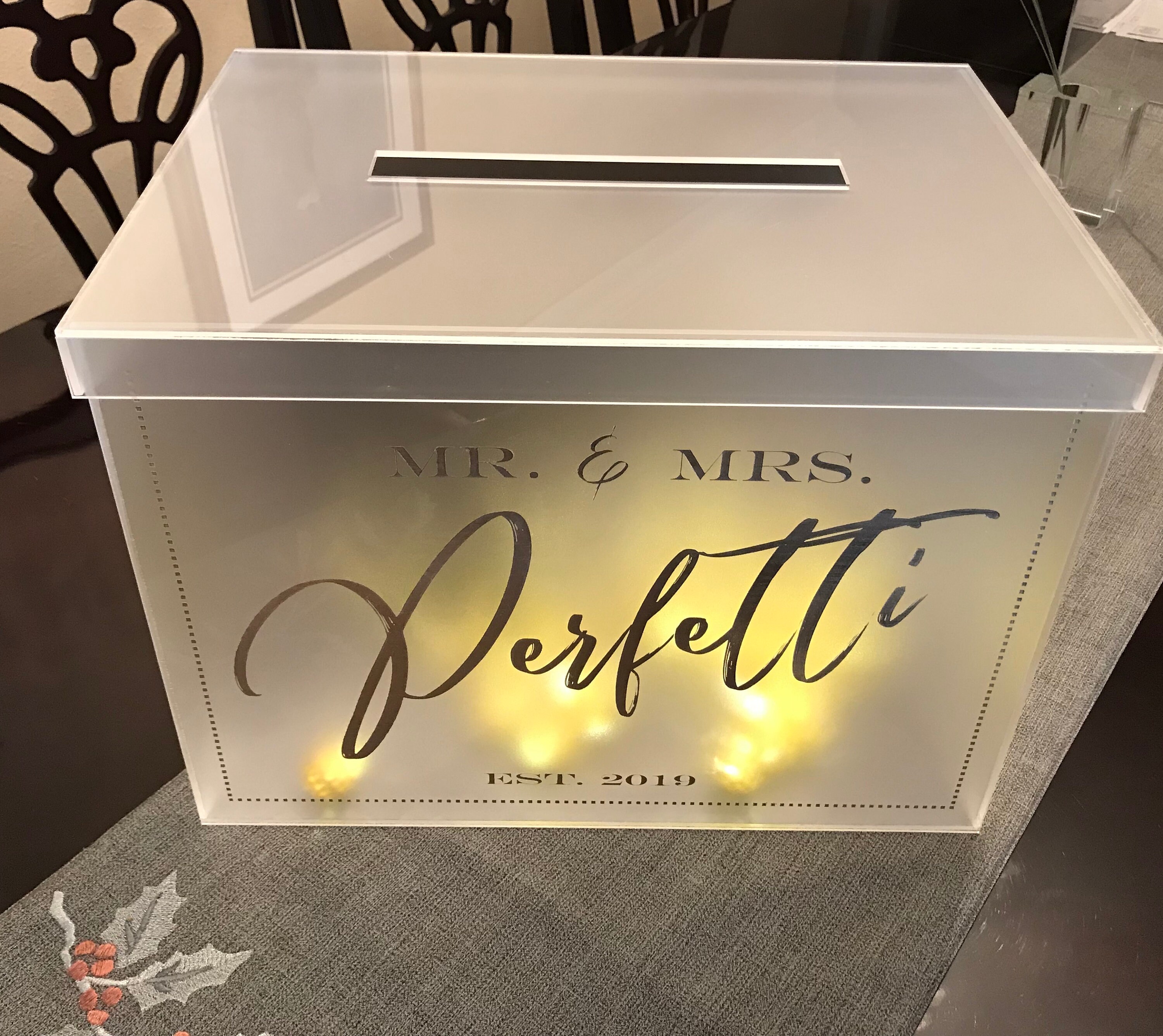 Personalized Wedding Card Box with Slot /Acrylic Frosted/Clear Etsy