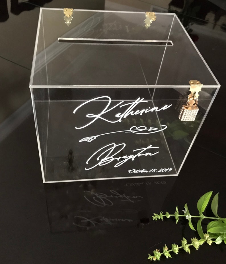 Personalized Wedding Card Box With Slot /acrylic Clear Card Etsy