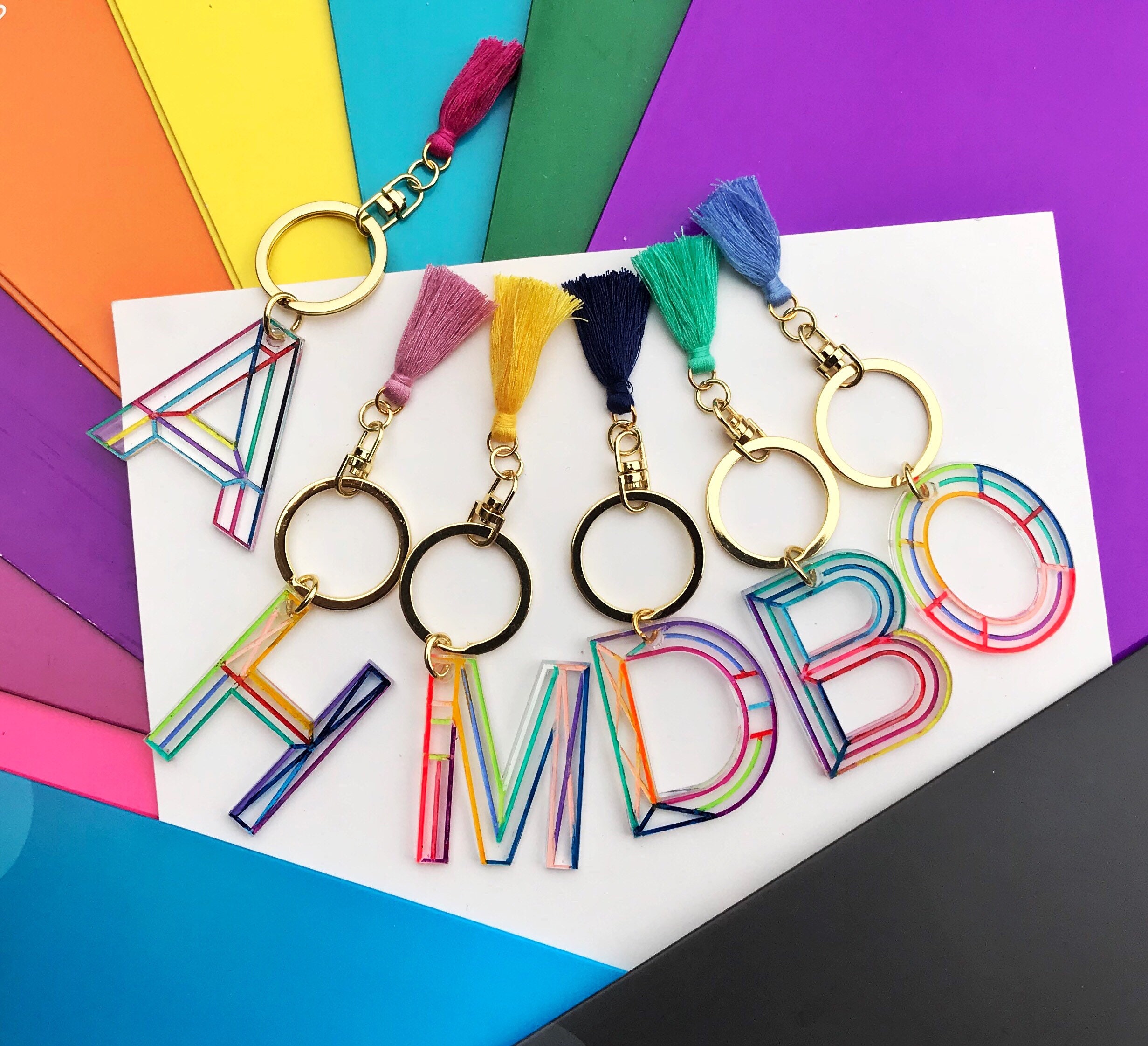 Initial Letter Tassel Keychain/ Hand Painted - Personalized Gift ...