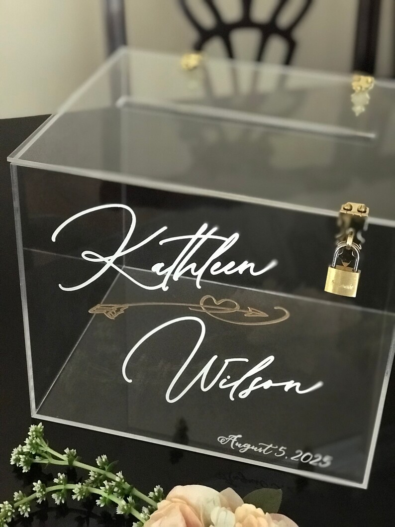 Personalized Engraved Wedding Card Box With Slot /acrylic Etsy