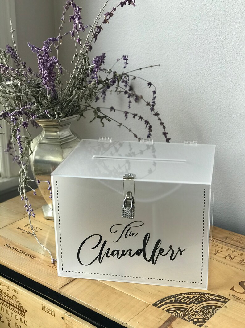 Personalized Frosted Acrylic Wedding Card Box with Lock Etsy