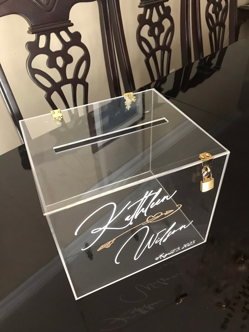 Personalized Engraved Wedding Card Box With Slot /acrylic Etsy