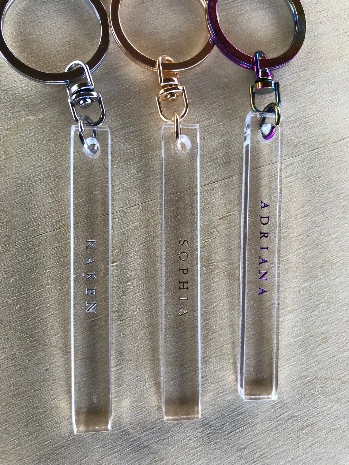 Clear Acrylic Custom Name Keychain. Embossing Keychain. Gift Etsy