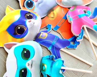 Super Kitties Party Decor - toddler birthday - kitty cat - kittydale - cake topper - hero party