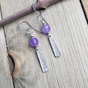 Amethyst Earrings, Purple Stone Earrings, Silver Earrings, February Birthday Earrings, Gemstone Earrings, Bohemian Jewelry