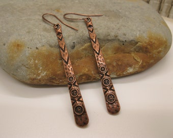 Copper Bar Earrings, Stick Earrings, Minimalist Earrings, Southwestern Earrings,  Long earrings, Copper Jewelry