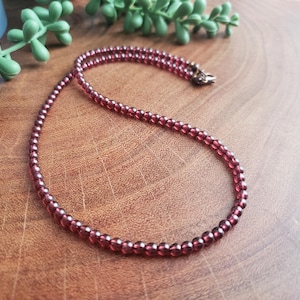 Garnet Necklace, Garnet Choker Necklace, Beaded Necklace, Bohemian Necklace, Layering Necklace Gemstone Necklace January Birthstone Necklace