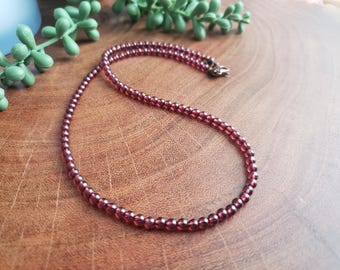 Garnet Necklace, Choker Necklace, January Birthstone Jewelry, Garnet Jewelry, Minimalist Necklace, Classic Necklace, January Birthday Gift