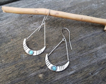 Silver Earrings, Turquoise Earrings, Small Silver Earrings, Boho Earrings, Southwestern Earrings, Bohemian Jewelry