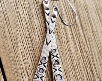 Silver Earrings, Stick Earrings, Minimalist Earrings, Southwestern Earrings, Long Earrings, Bohemian Earrings, Gift for Her