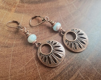 Jasper Copper Dangle Earrings: Boho Artisan Jewelry