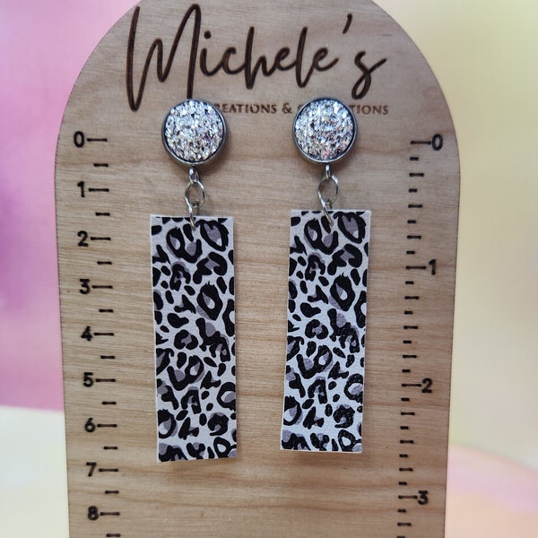 Fashionable Faux Leather Dangle and Stud Earrings - Choose Your Favorite Animal Print