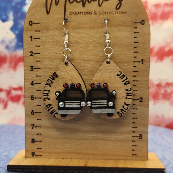 Handcrafted Law Enforcement Themed Earrings for Wives and Supporters