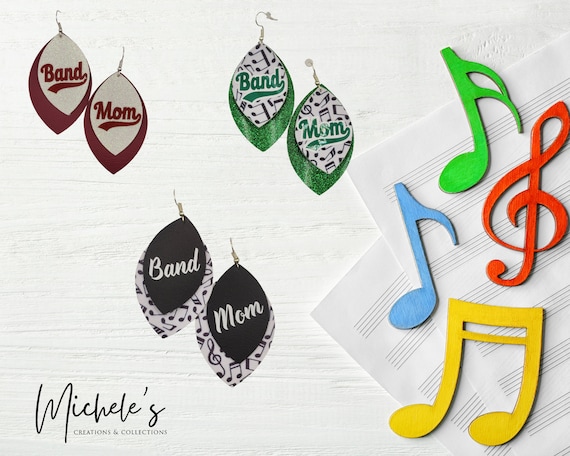 Band  Mom Faux Leather Earrings