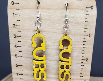 Mascot Earrings, Team Spirit Earrings, Pom Toppers, Sports Mascots Earrings, Wood Earrings, Team Mascot Earrings, Team Wood Dangles