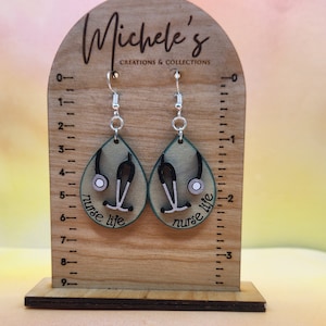 Stylish Nursing and Healthcare Workers Wood Earrings - Dangles and Studs