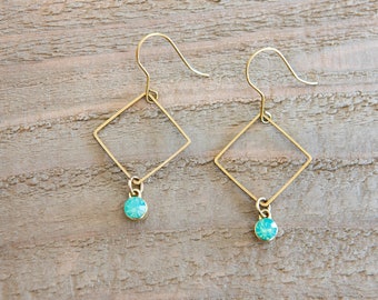 Geometric Dangle Earrings, Brass Geometric Earrings, Elegant Earrings, Earring Gift For Her
