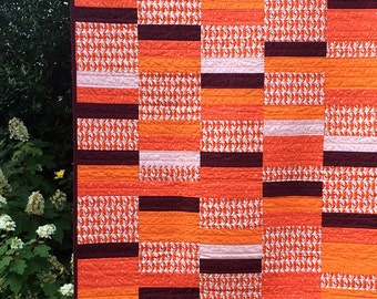 Handmade Modern Throw Quilt - Vibrant 100% Cotton Fabrics