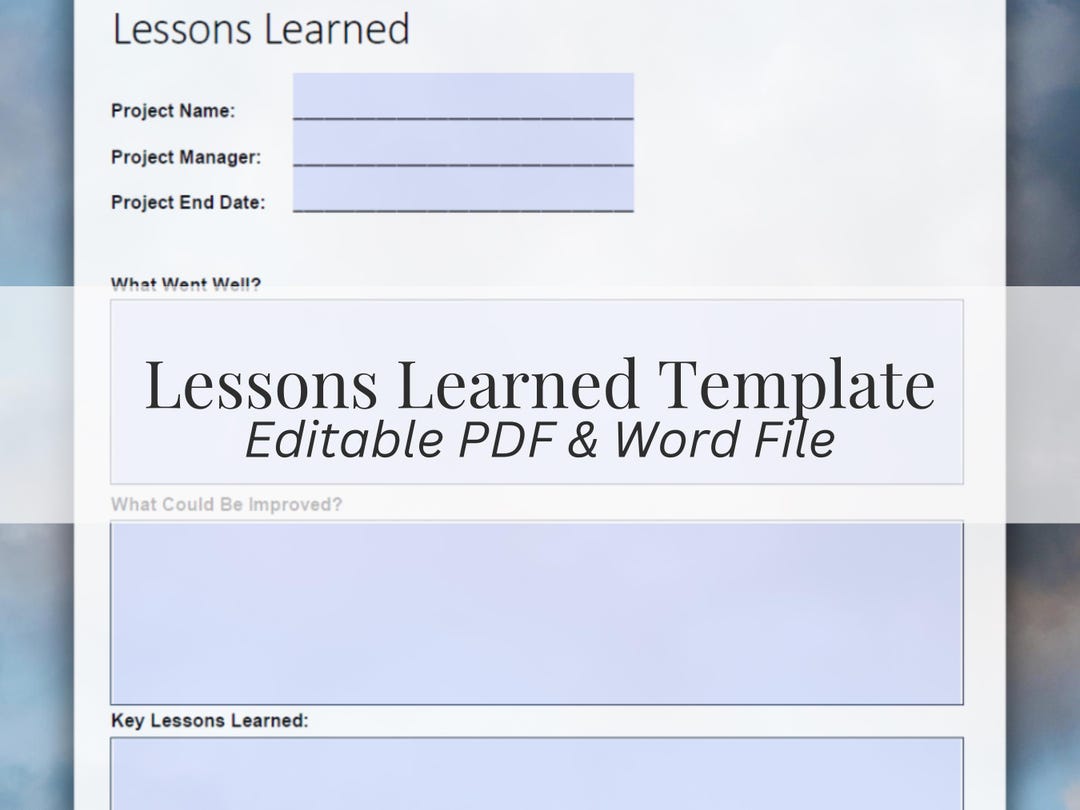 Lessons Learned Template | Project Management Retrospective Worksheet ...