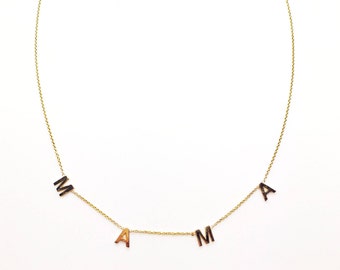 14k Solid Gold Spaced Letter Name 