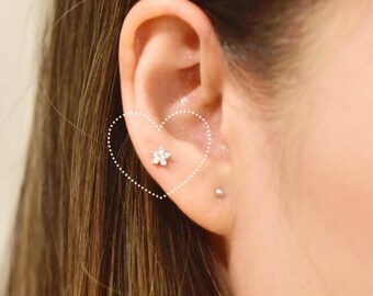 Flash Sale ** Flower Cubic Zirconia Barbell Earring | Tragus | Conch | Helix Surgical Steel Earring 16g | 5mm | 4mm