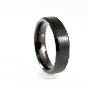 Free Engraving Carbide black Brushed Center High Polished Beveled Edge 6mm | Wedding Band | Promise Ring | Anniversary Gift