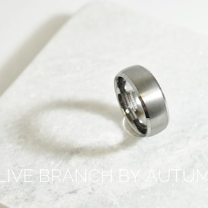 Free Engraving * Men&#39;s Tungsten Carbide Brushed Center Low Beveled Edge 8mm Wedding Band | Promise Ring | Personalized Engraving