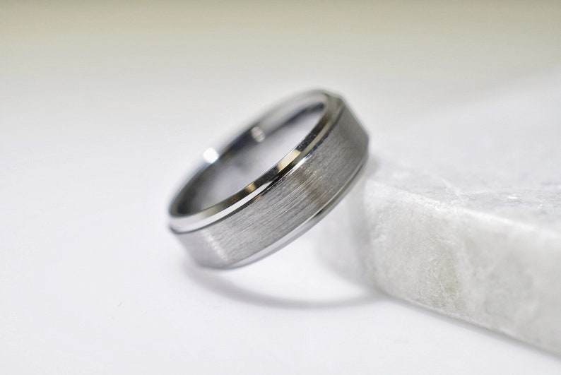 Gifts With Thought Free Engraving Tungsten Carbide 8mm Brushed Pipe Cut Ring Wedding Band Ring