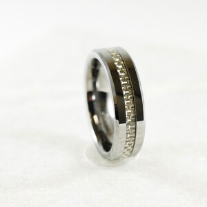 Free Engraving Men's Tungsten Carbide Wedding Band Grey Carbin Fiber Inlay 6mm | Promise Ring | Anniversary Gift |