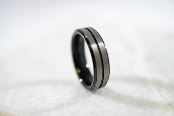 Coastal Jewelry Two Tone Grooved Comfort Fit Stainless Steel Ring